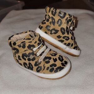 MONKEY FEET High Top Elastic Lace Leather Soft Bottom Moccasin Shoes 6-12 months